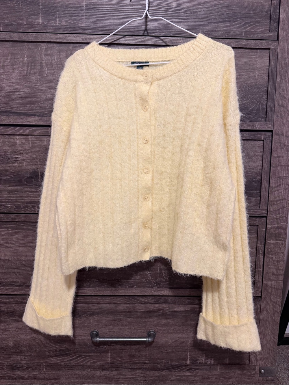 wild fable Soft Pastel Yellow Fuzzy Button-Up Cardigan